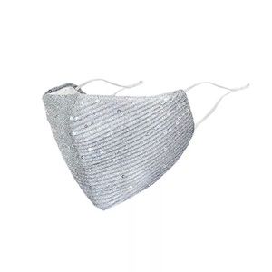 Silver Glitter Sequin Mask With Adjustable Ear